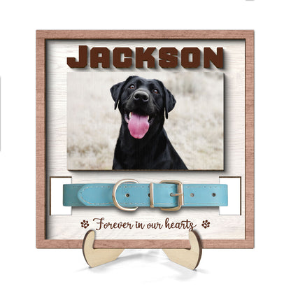 Pet Loss Pet Memorial Remembrance Gift Pet Collar Keepsake Photo Inserted Personalized Wooden Pet Collar Holder