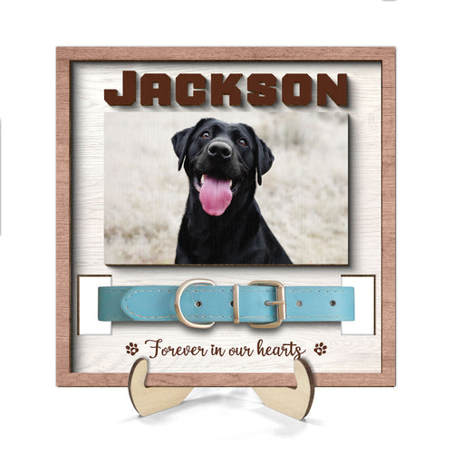 Pet Loss Pet Memorial Remembrance Gift Pet Collar Keepsake Photo Inserted Personalized Wooden Pet Collar Holder