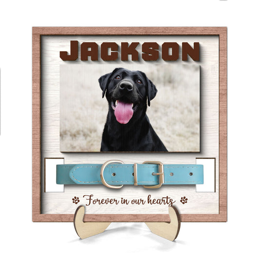 Pet Loss Pet Memorial Remembrance Gift Pet Collar Keepsake Photo Inserted Personalized Wooden Pet Collar Holder