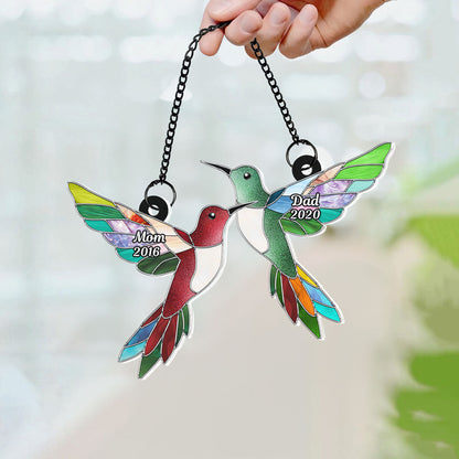 Stained Glass Hummingbirds Memorial Personalized Suncatcher