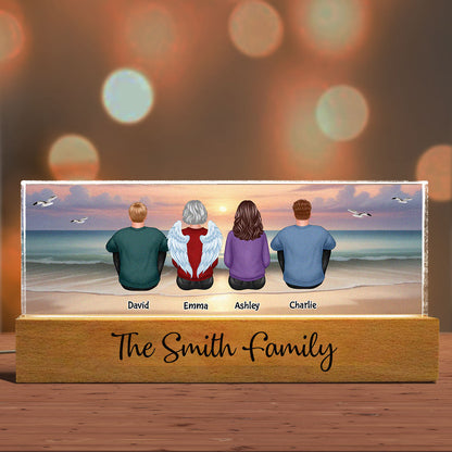 Eternal Sunset Beach Landscape Family Sitting Personalized Acrylic LED Night Light
