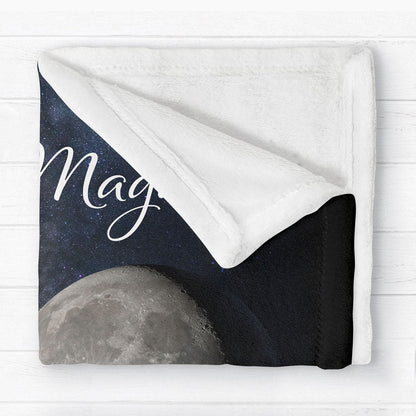 Lost Loved One Moon Phase Art Memorial Sympathy Gift Personalized Fleece Blanket