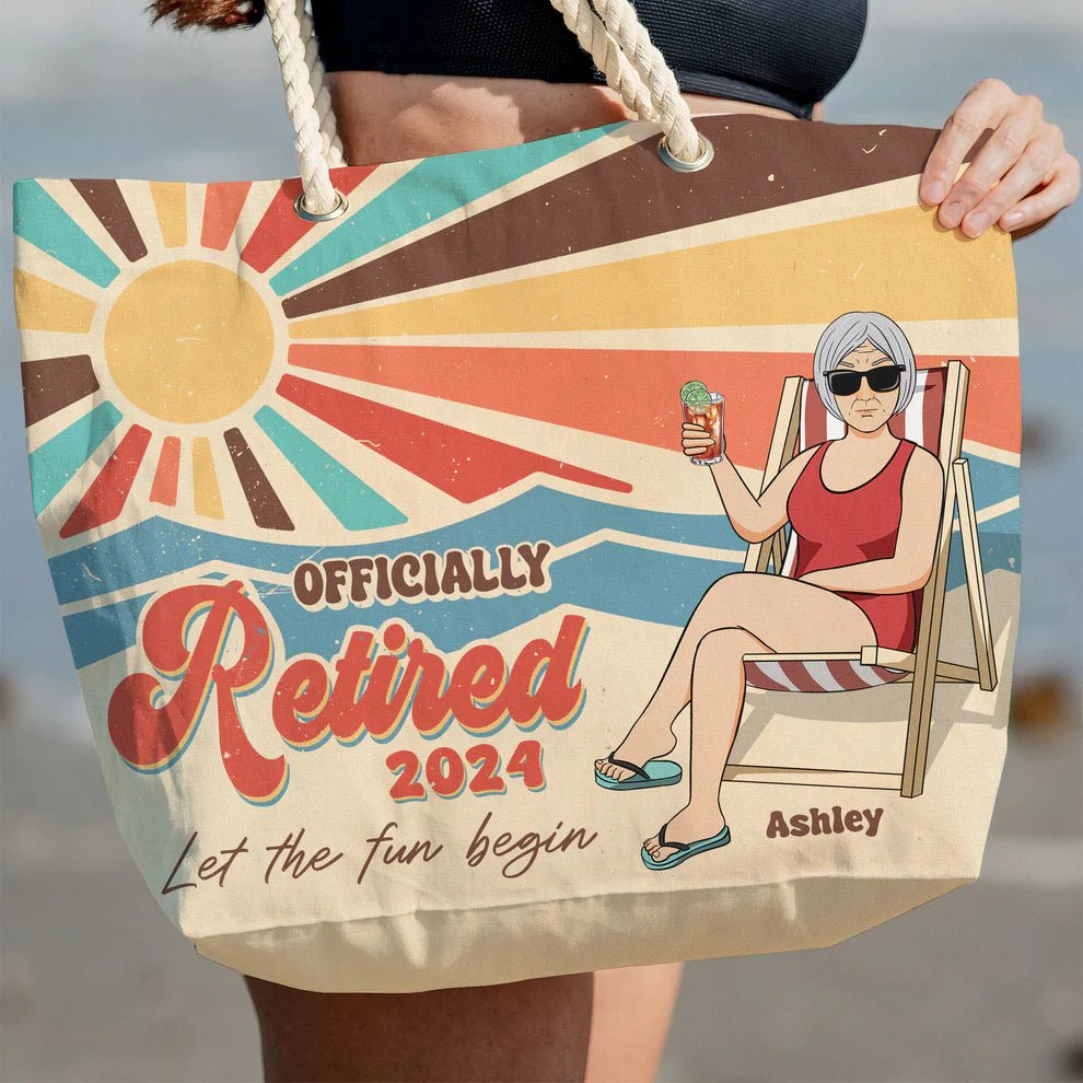Retirement - Let The Fun Begin Retirement - Personalized Beach Bag - The Next Custom Gift