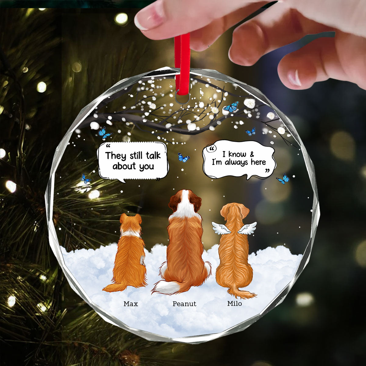Pet Dog Cat Memorial Keepsake Sympathy Gift Personalized Glass Ornament