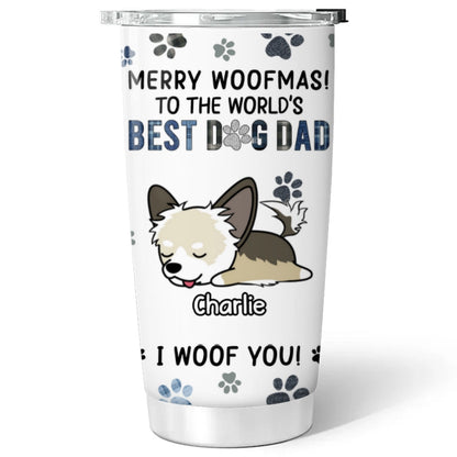 Merry Woofmas Dog Dad - Personalized Custom Tumbler