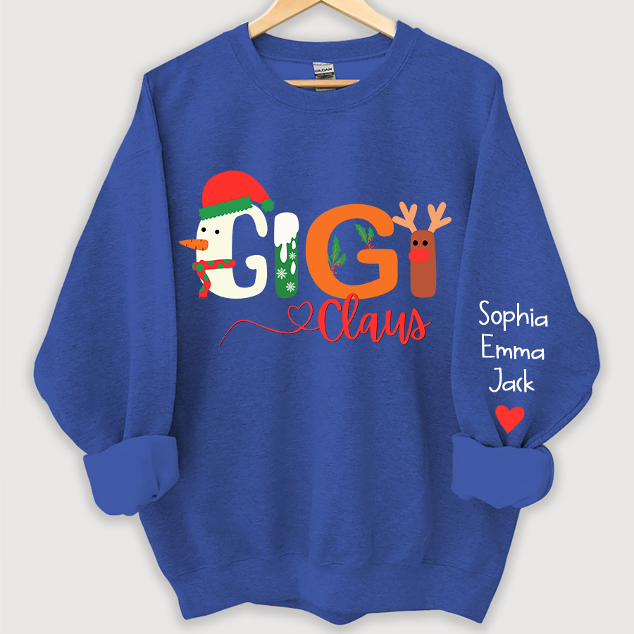 Personalized Gigi claus And Grandkids Merry Christmas Sweatshirt