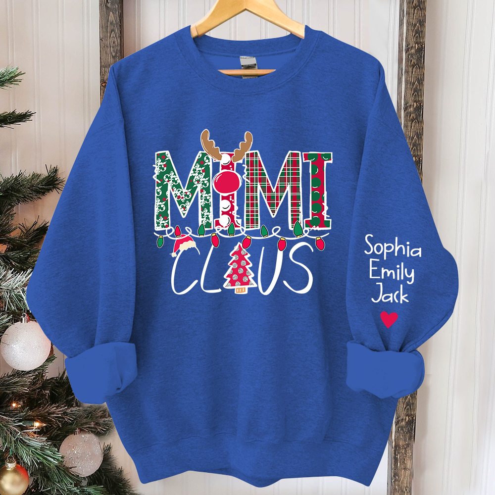 Personalized Mimi Claus Christmas With Grandkids Sweatshirt