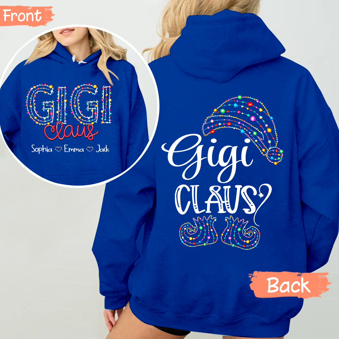 Personalized Gigi Claus Hoodie - Gigi claus with Grandkid's Names Hoodie