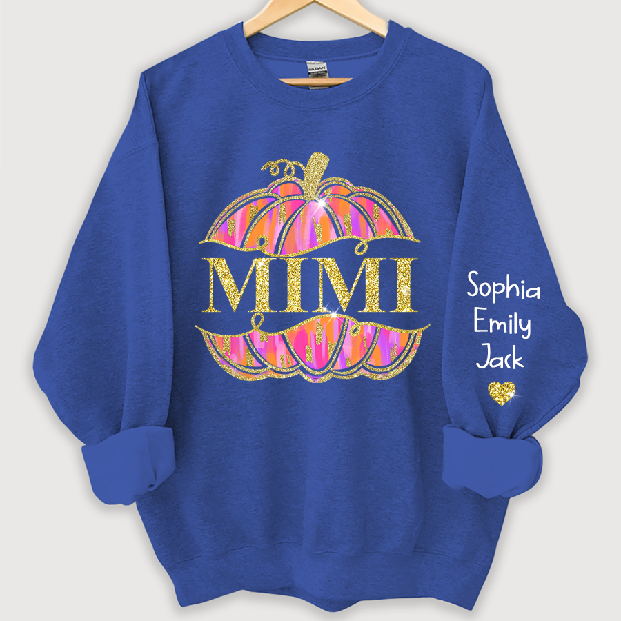 Mimi Pumpkin Glitter And Kids Autumn Sweatshirt