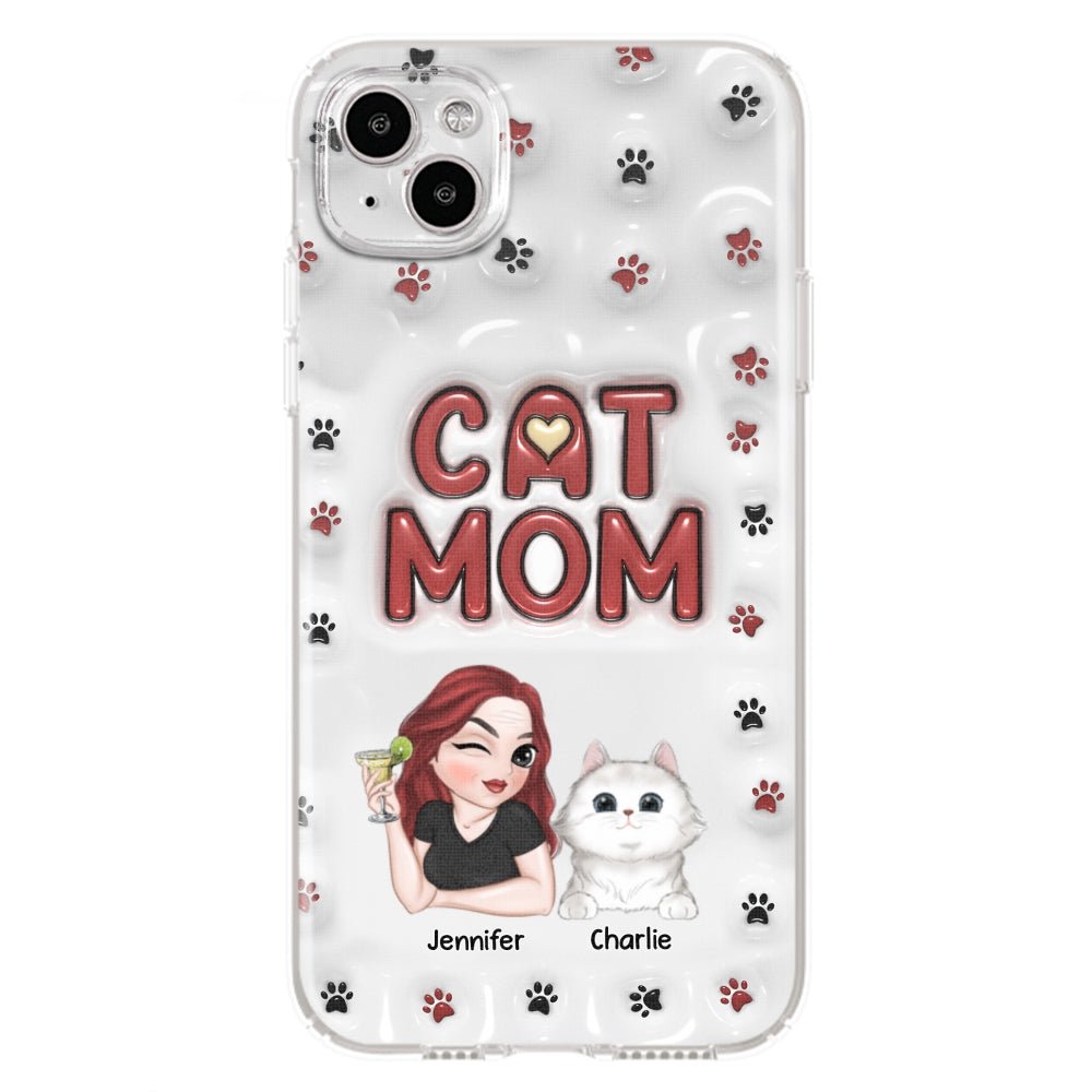 Lovely Cat Mom- Personalized Custom 3D Inflated Effect Phone Case