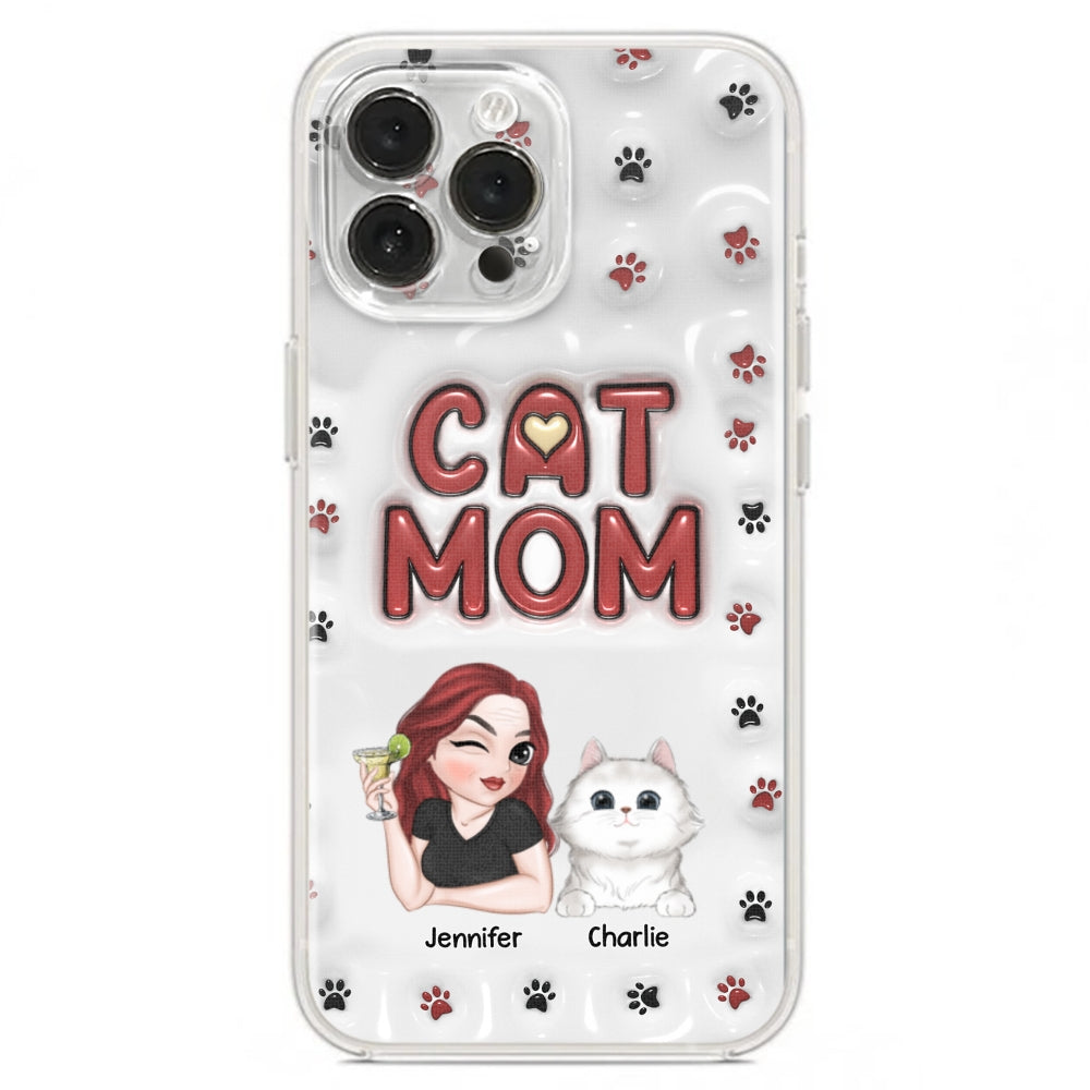 Lovely Cat Mom- Personalized Custom 3D Inflated Effect Phone Case