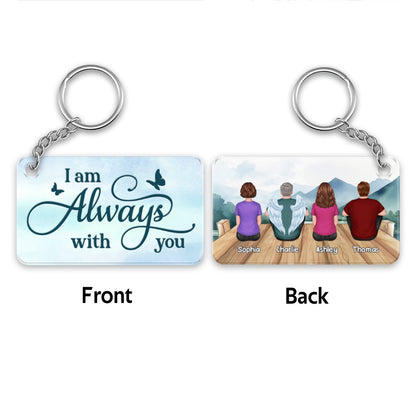 Family Memorial Remembrance Gift People Sitting On Bridge Forest Theme Personalized Acrylic Keychain