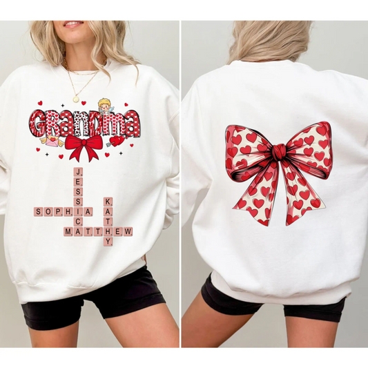 Grandma Nana Mimi Valentine's Day Gift Personalized Double Sided Sweatshirt