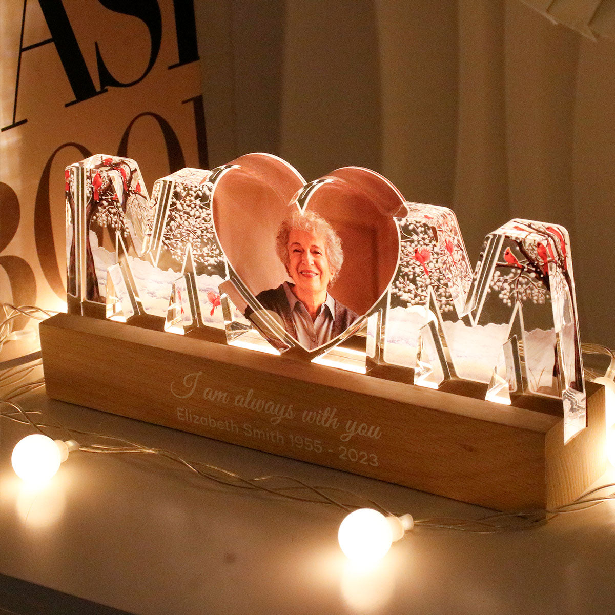 I'm Always With You, Memorial Sympathy Gift, Photo Personalized LED Night Light