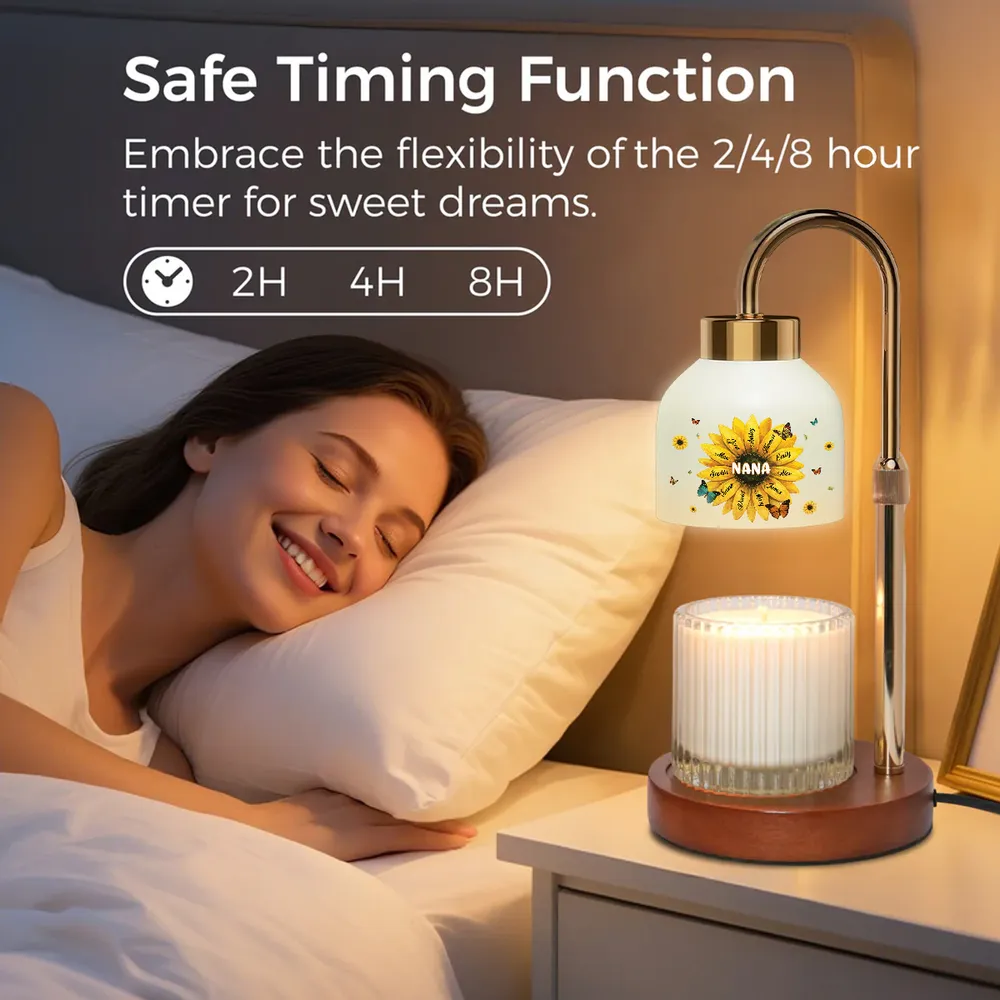 Grandma Sunflower Custom Kids Names - Personalized Candle Warmer Lamp - Gift For Grandma, Mom