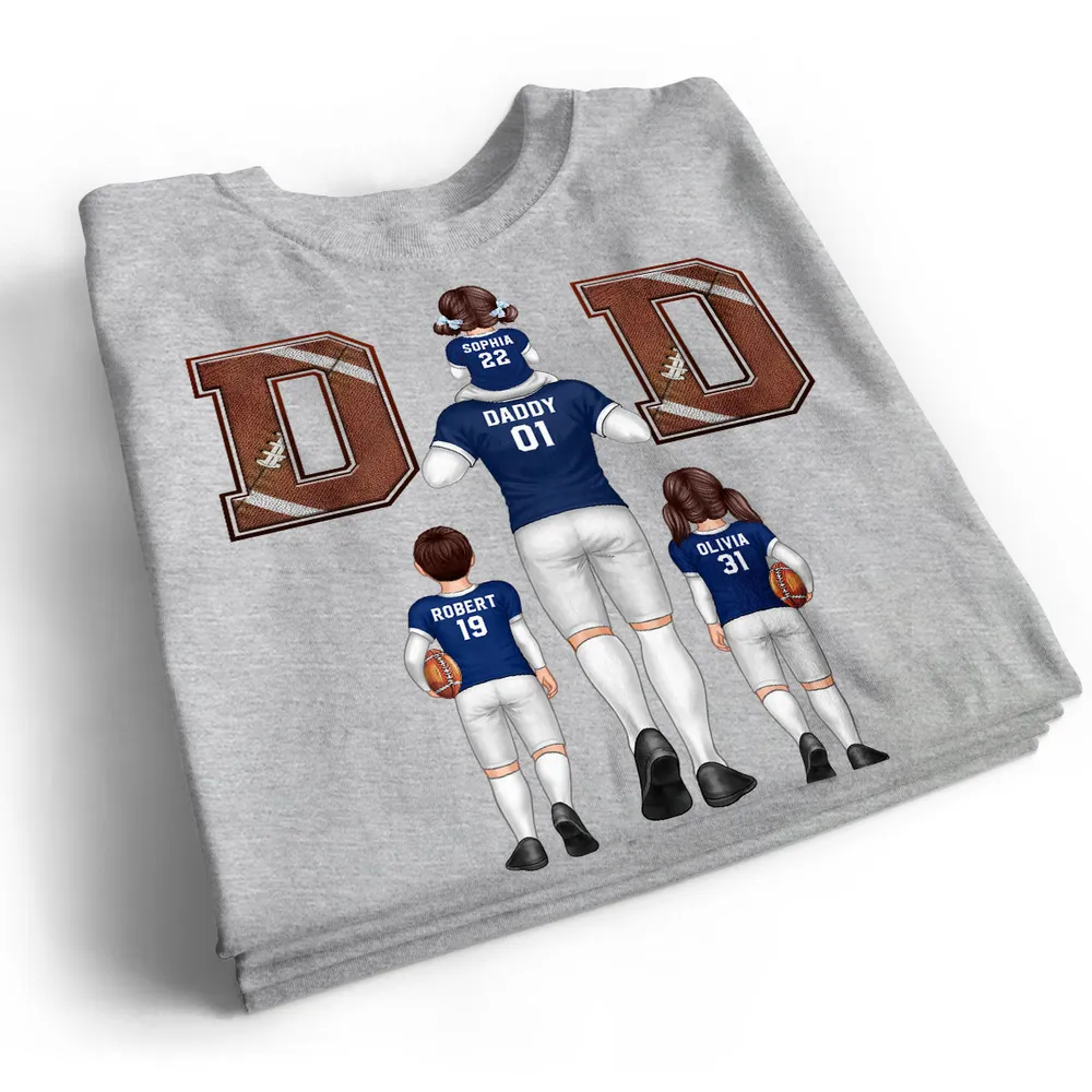 American Football Dad Fan Piggy Back Personalized Shirt, Unique 2025 Father's Day Gift For Dad, For Grandpa, For Husband