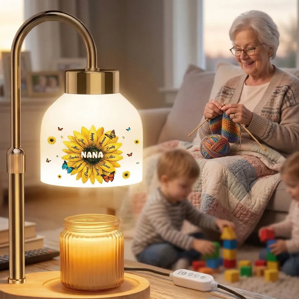 Grandma Sunflower Custom Kids Names - Personalized Candle Warmer Lamp - Gift For Grandma, Mom