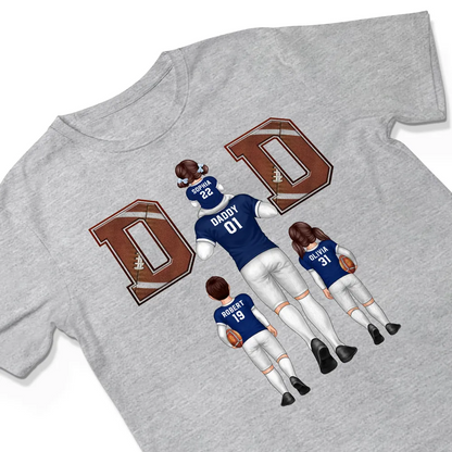 American Football Dad Fan Piggy Back Personalized Shirt, Unique 2025 Father's Day Gift For Dad, For Grandpa, For Husband