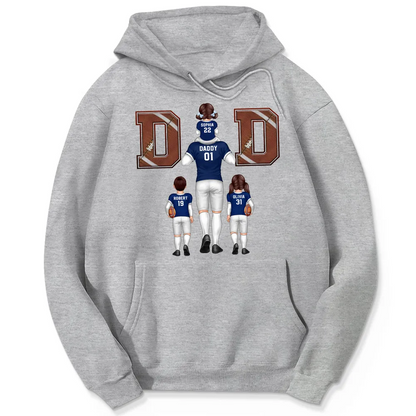American Football Dad Fan Piggy Back Personalized Shirt, Unique 2025 Father's Day Gift For Dad, For Grandpa, For Husband