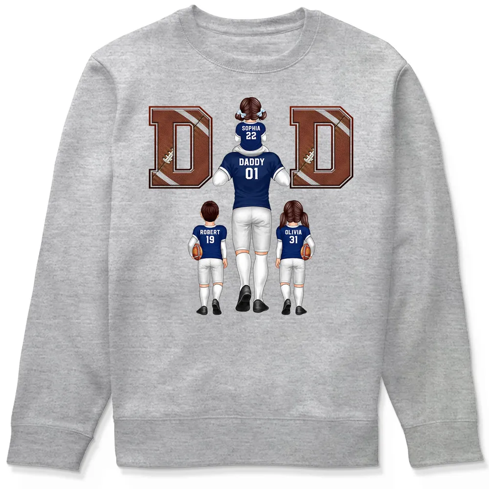 American Football Dad Fan Piggy Back Personalized Shirt, Unique 2025 Father's Day Gift For Dad, For Grandpa, For Husband