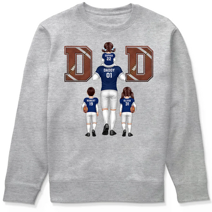 American Football Dad Fan Piggy Back Personalized Shirt, Unique 2025 Father's Day Gift For Dad, For Grandpa, For Husband