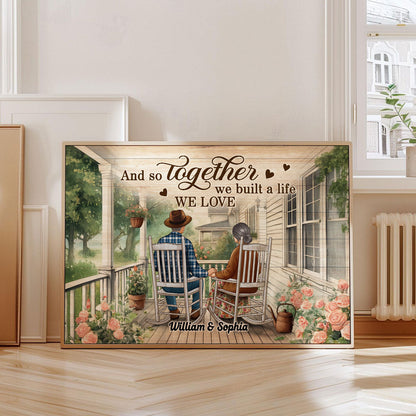 Couple Sitting On The Porch, Growing Old Together Personalized Poster, Heartfelt Valentine's Day Gift For Couple, For Him, For Her, Husband, Wife