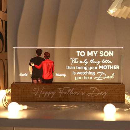 From Mom To Son Personalized LED Night Light, Heartfelt Gift For Son