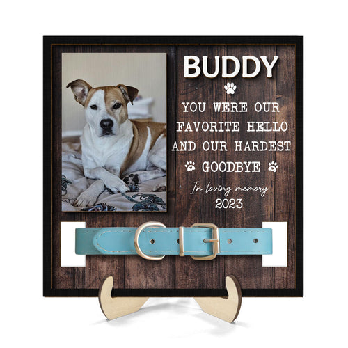 Rustic Pet Loss Dog Cat Photo Memorial Remembrance Gift Pet Collar Keepsake Personalized Wooden Pet Collar Holder