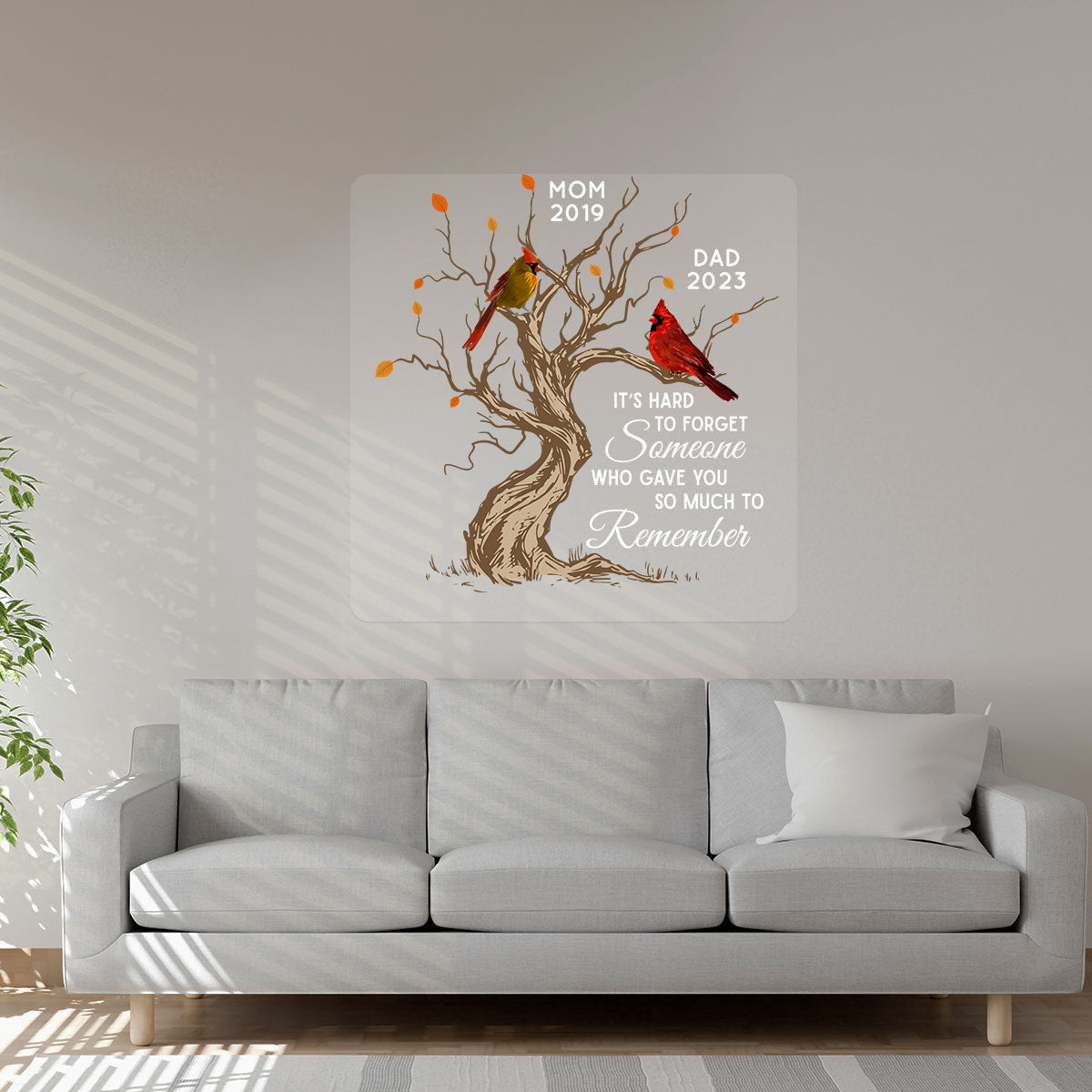 Hard To Forget Someone Cardinal Family Memorial Remembrance Personalized Decal