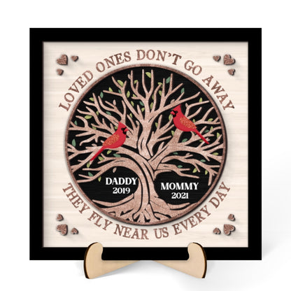 Memorial Cardinals Glitter Tree Personalized 2-layer Wooden Plaque