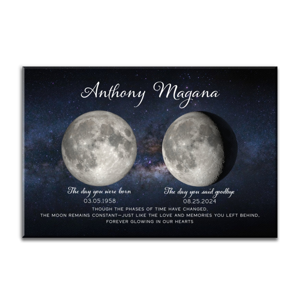 Lost Loved One Moon Phase Art Memorial Sympathy Gift Personalized Canvas