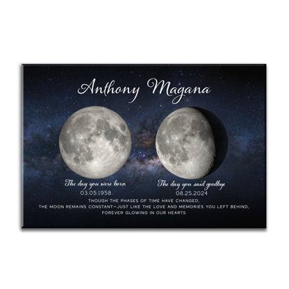 Lost Loved One Moon Phase Art Memorial Sympathy Gift Personalized Canvas