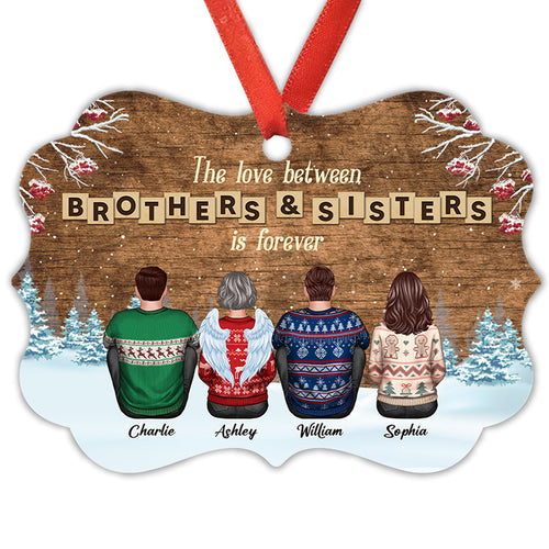Christmas Love Between Brothers & Sisters Personalized Aluminum Ornament