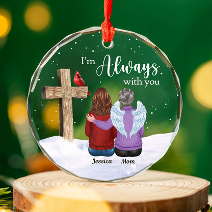Always With You Family Cross Memorial Keepsake Personalized Glass Ornament
