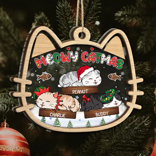 Lying Cat Meowy Catmas - Personalized Ornament