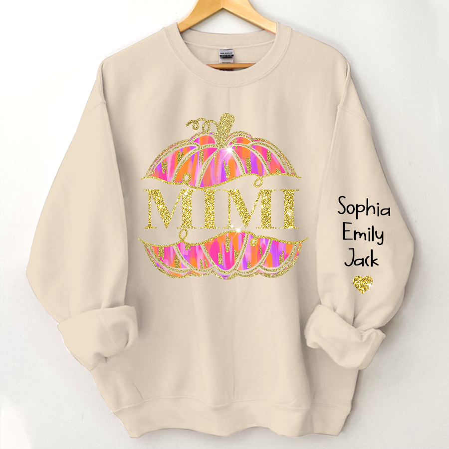 Mimi Pumpkin Glitter And Kids Autumn Sweatshirt