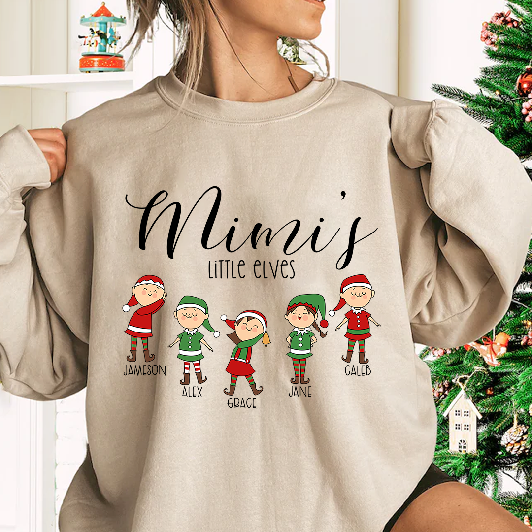 Mimi little elves And Grandkids Christmas Merry Sweatshirt