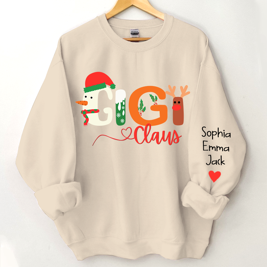 Personalized Gigi claus And Grandkids Merry Christmas Sweatshirt