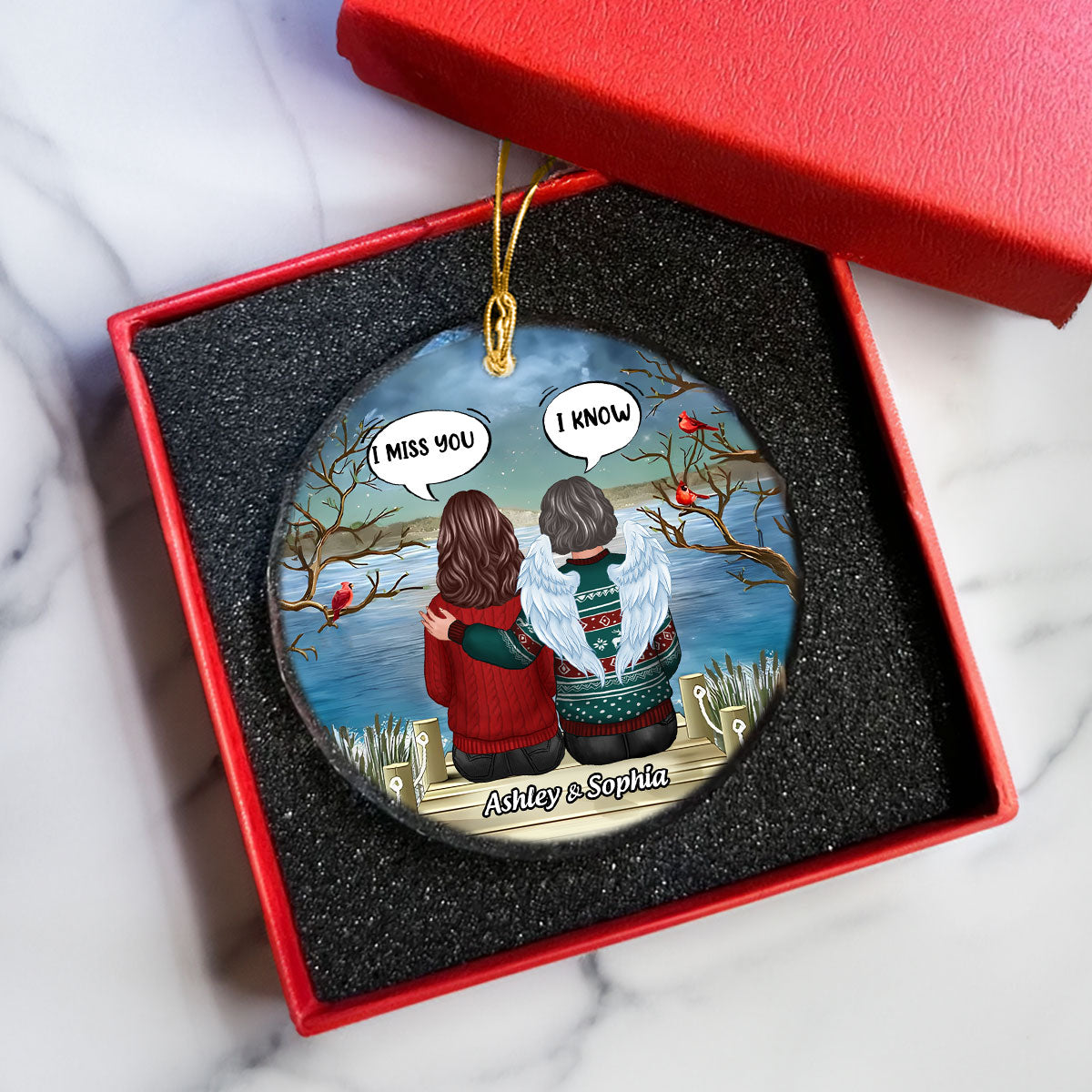 Memorial I Miss You Back View Personalized Glass Ornament, Memorial Gift, Remembrance Gift