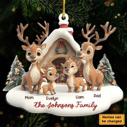 Personalized Family Reindeer Christmas Gift Ornament