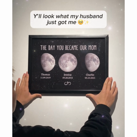 The Days You Became Our Mom Grandma Moon Phase Art Personalized Poster Home Decor