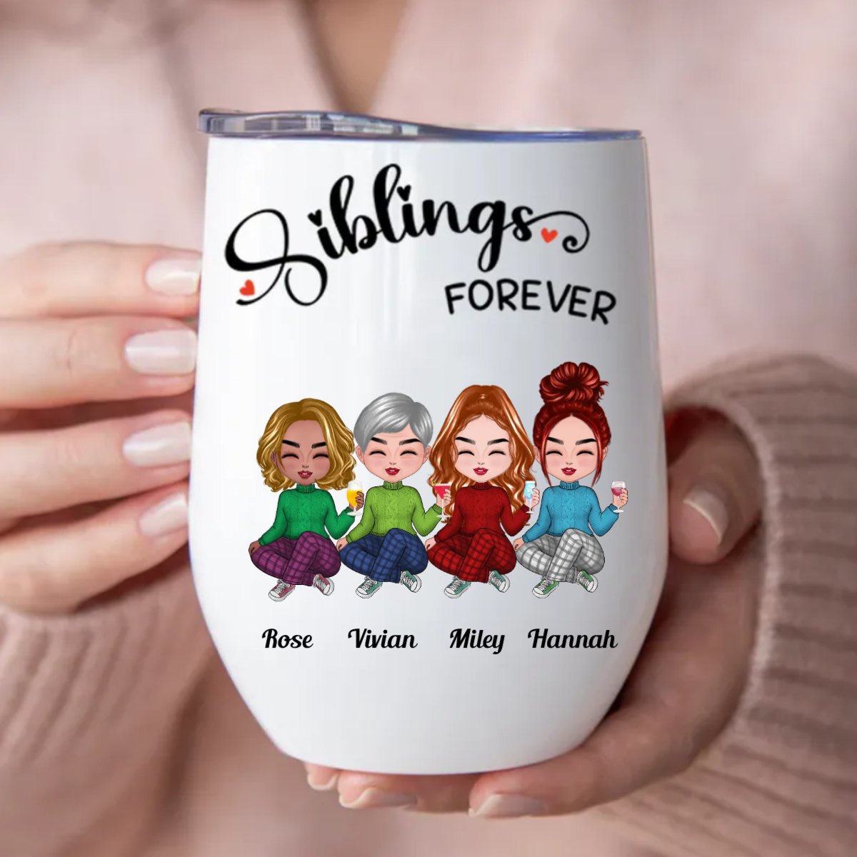 Sisters - Siblings Forever - Personalized Wine Tumbler - The Next Custom Gift