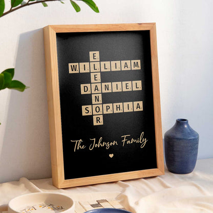 Family Crossword Art - Created In A Moment, Treasured Forever Personalized Poster