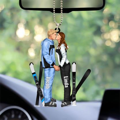 Skiing Loves - Skiing Partners For Life - Personalized Car Ornament - The Next Custom Gift