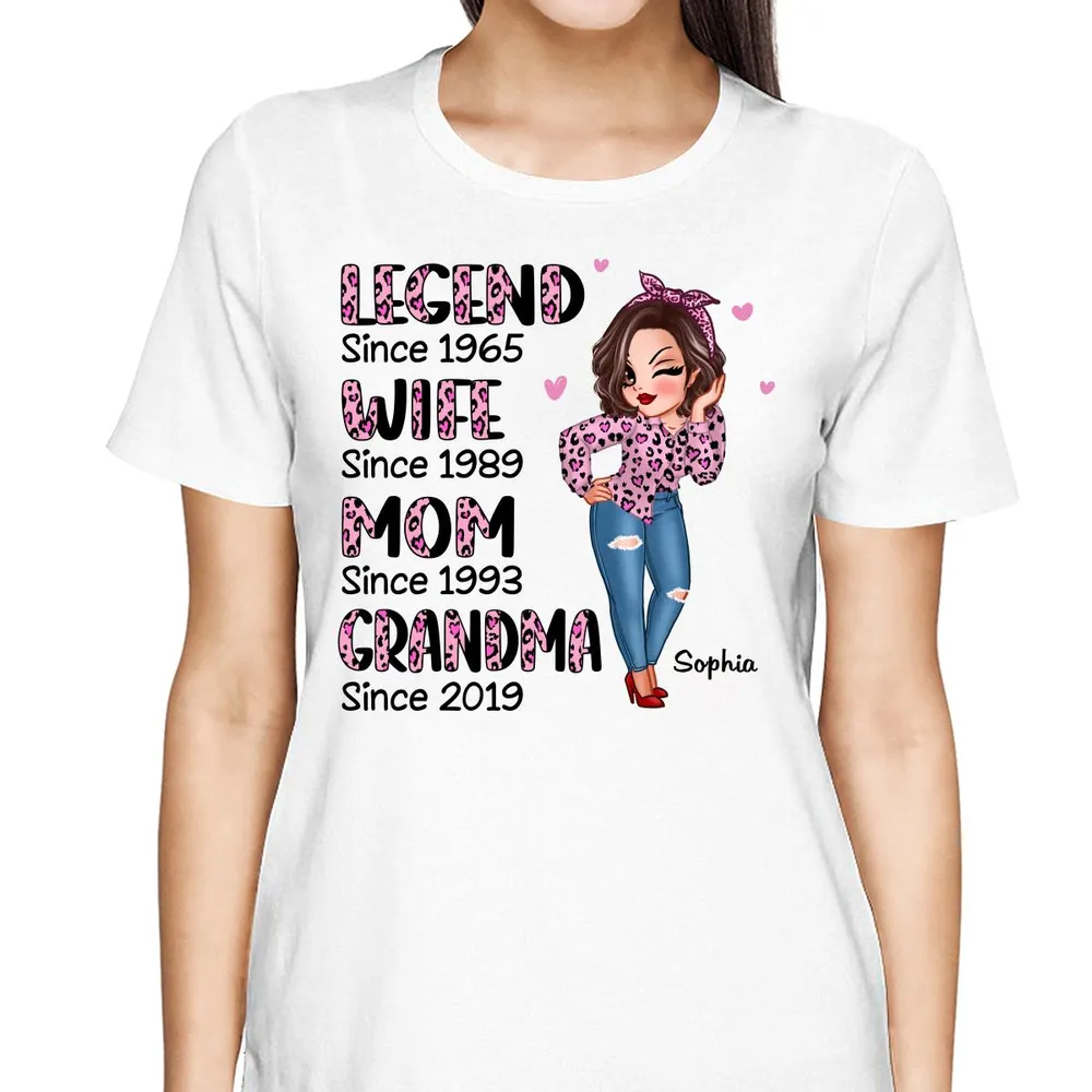 Legend Wife Mom Grandma Pink Leopard Pattern Personalized Shirt, Heartfelt 2025 Mother's Day Gift For Grandma, Mom