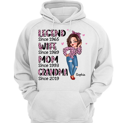 Legend Wife Mom Grandma Pink Leopard Pattern Personalized Shirt, Heartfelt 2025 Mother's Day Gift For Grandma, Mom