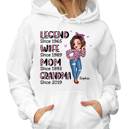 Legend Wife Mom Grandma Pink Leopard Pattern Personalized Shirt, Heartfelt 2025 Mother's Day Gift For Grandma, Mom