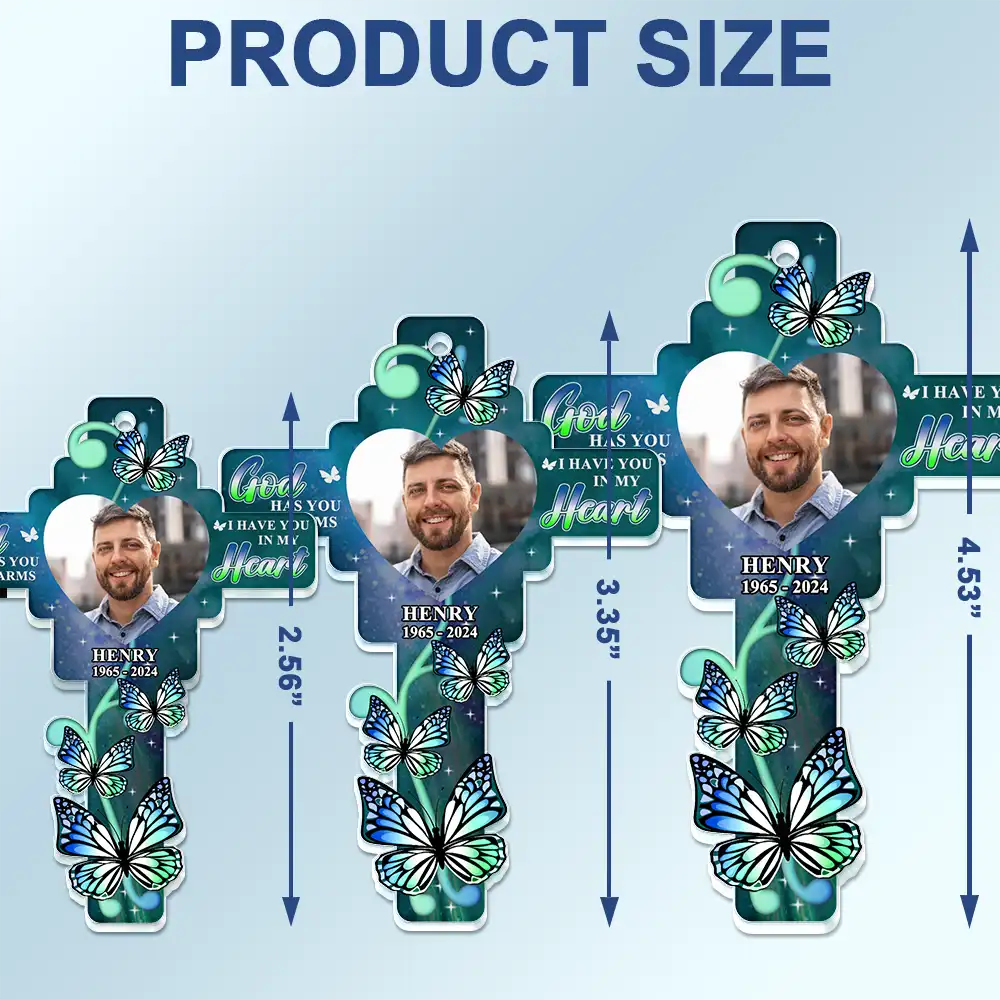 Custom Photo God Has You In His Arms - Personalized Acrylic Car Hanger