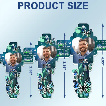 Custom Photo God Has You In His Arms - Personalized Acrylic Car Hanger