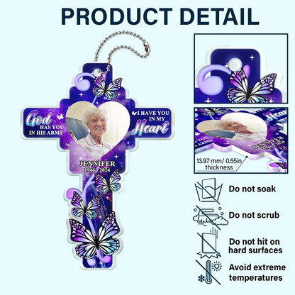 Custom Photo God Has You In His Arms - Personalized Acrylic Car Hanger